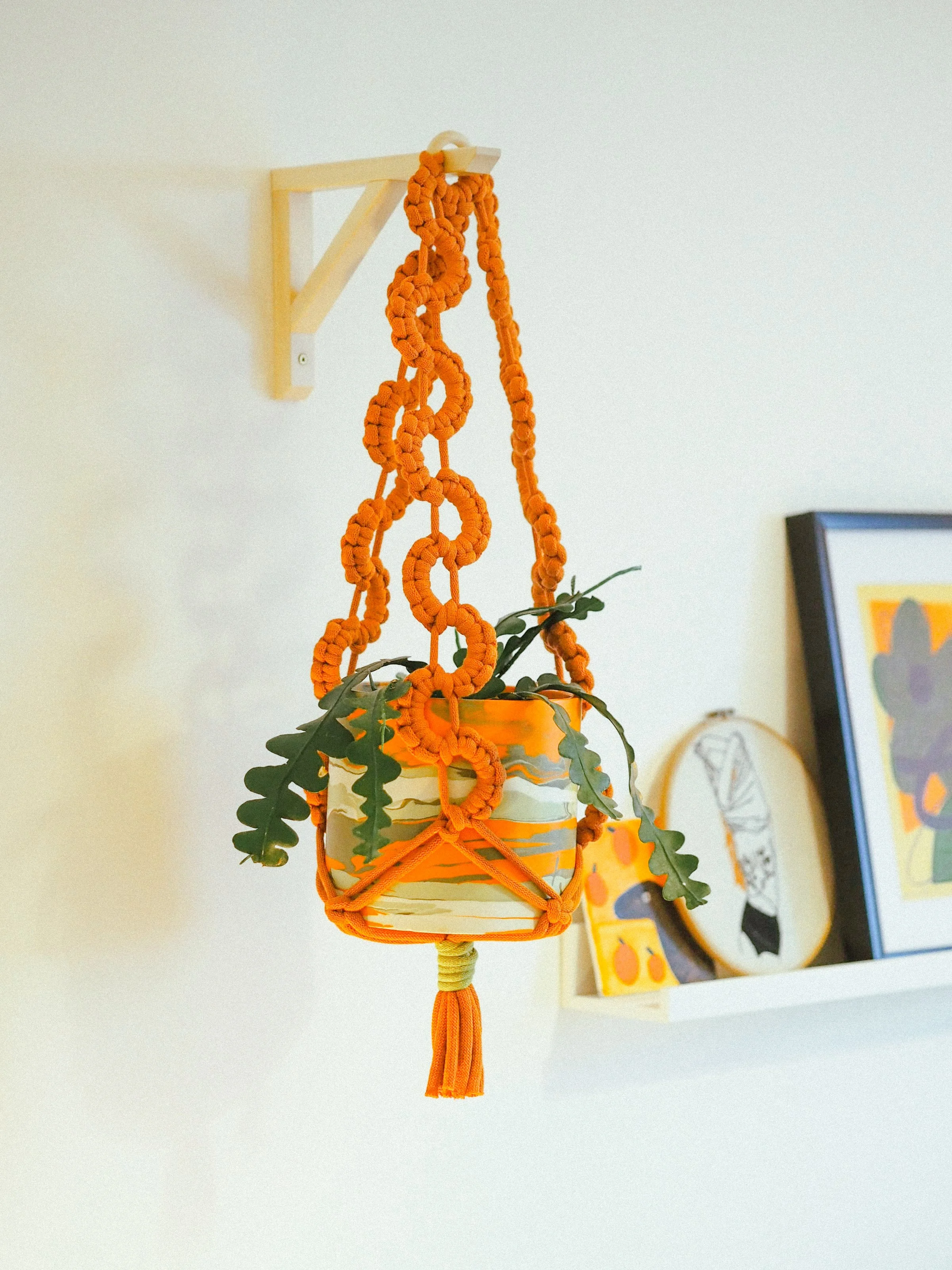 Chunky Wave Plant Hanger: Orange