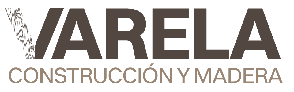 Logo de Varela Construcción y Madera con letra estilizada y fondo negro.