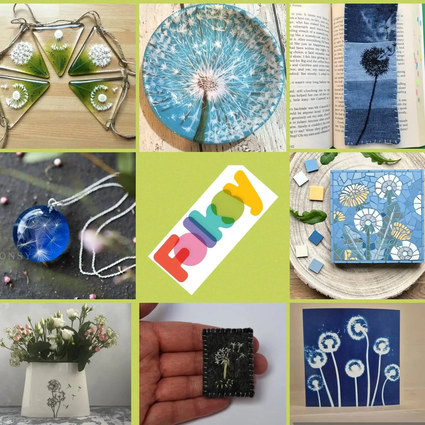 Folksy friddaaaayyy! I've chosen dandelions this week! Look at all these fabulous makers on Folksy.
@broken_colour_mosaics 
@buttonsyjewellery 
@hellobekoko 
@pot_tasticpottery 
@cyano_types 
@whimsicalfusing 
@folksysellers 
@folksyhq 
#folksyfriday