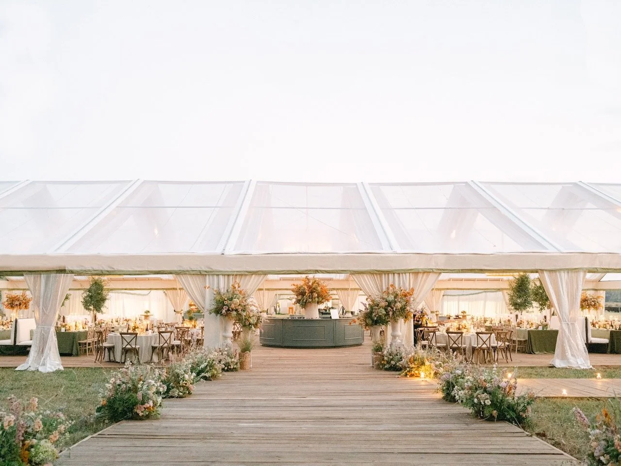 Deluxe and up scale tent brings a luxurious reception space to a family home
