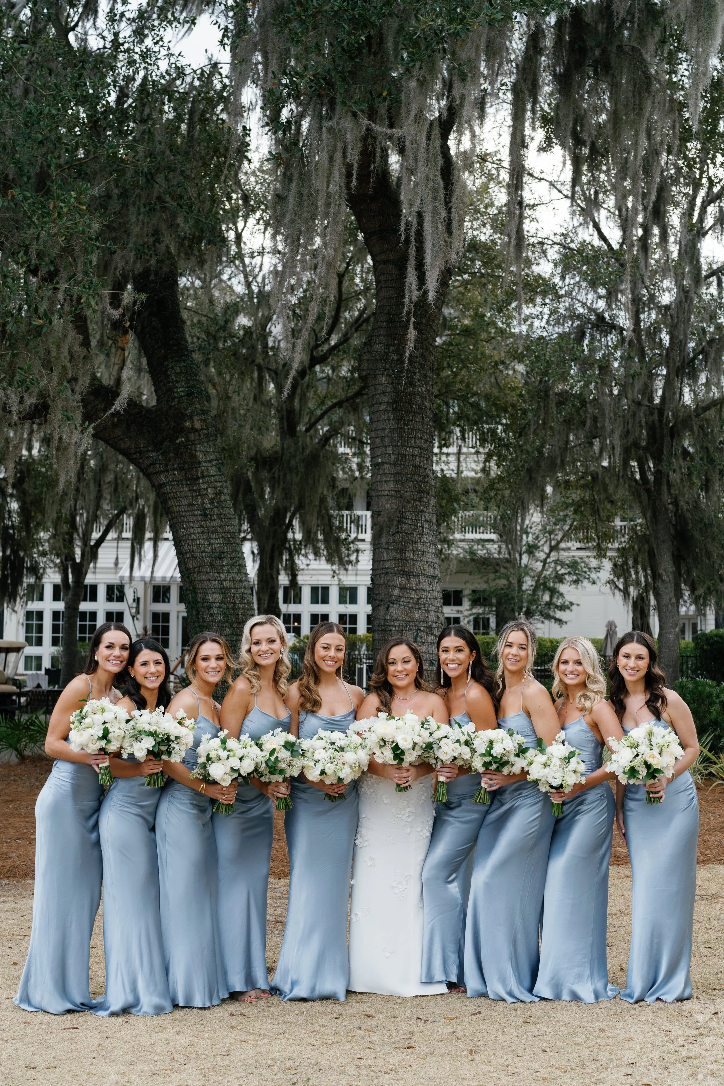 Floral arrangements for bridal party in Palmetto Bluff