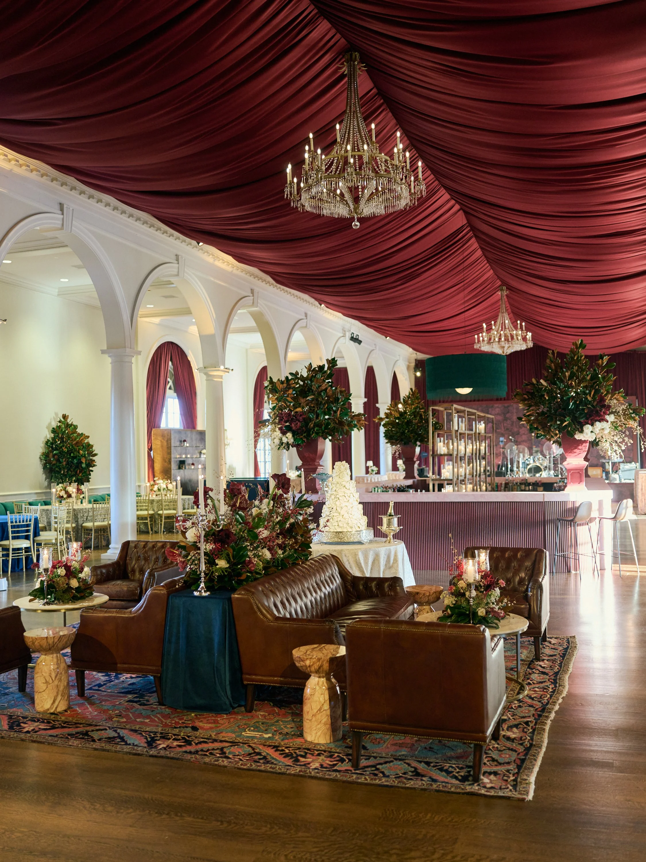 This luxurious wedding reception offered upscale lounge areas for guests