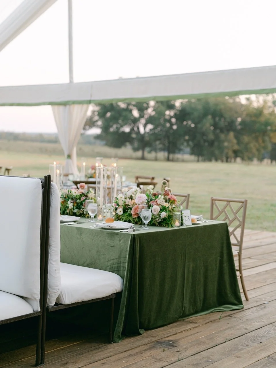 Thoughtful wedding reception design creates space that is both cozy and upscale