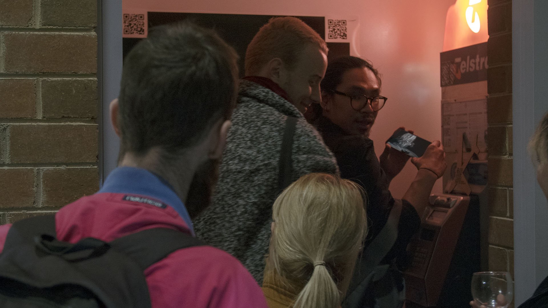 Backyard Psycho (2018)
Manipulated iPhone 6s video | Colour | Stereo Sound |  2' 00" | 23.98 fps |  QR codes embedded in two photographic prints & laser-cut cardboard  | public phone booth