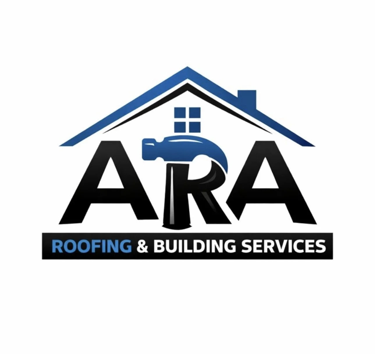 Logo for ARAC Roofing & Building Services featuring a house roof, a hammer crossed with a paint roller, and the company name in bold letters.