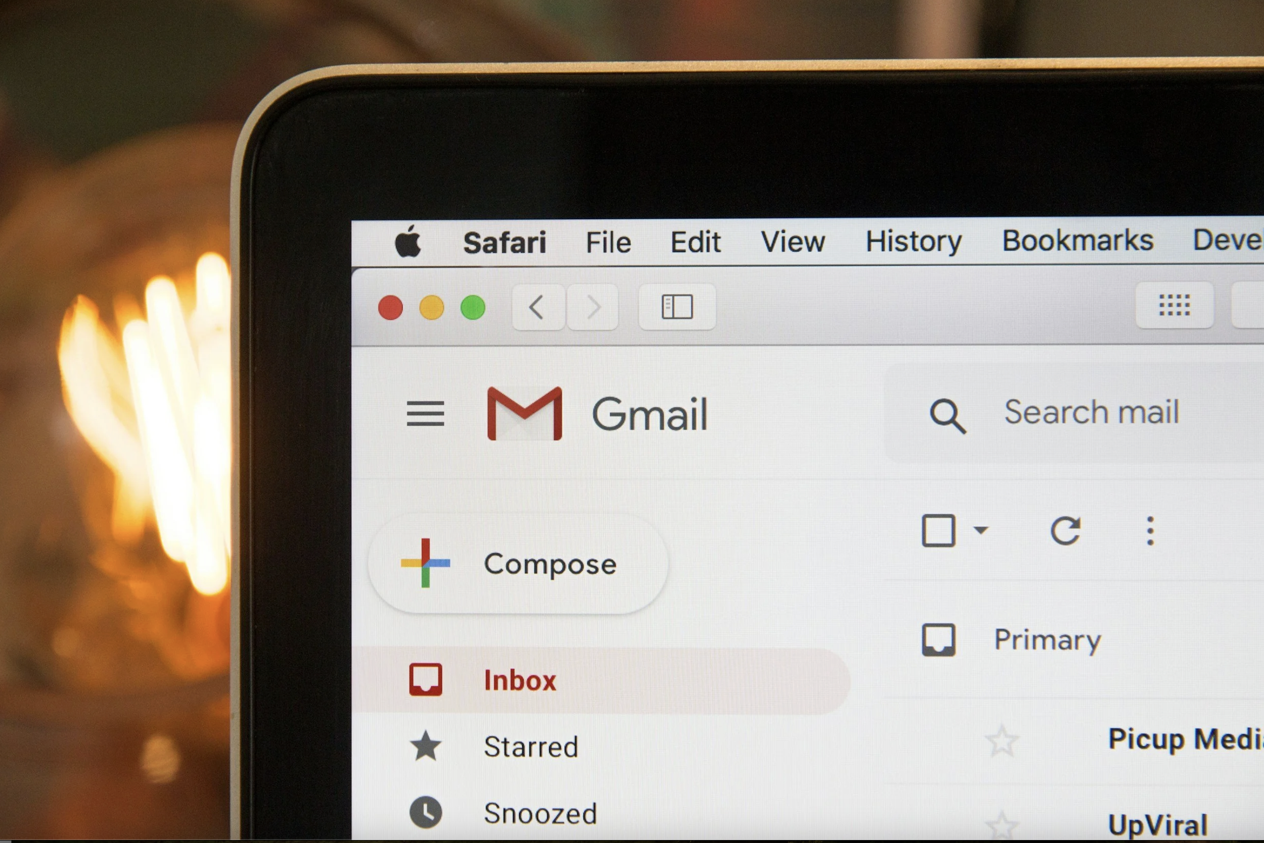 A browser window open to Gmail inbox