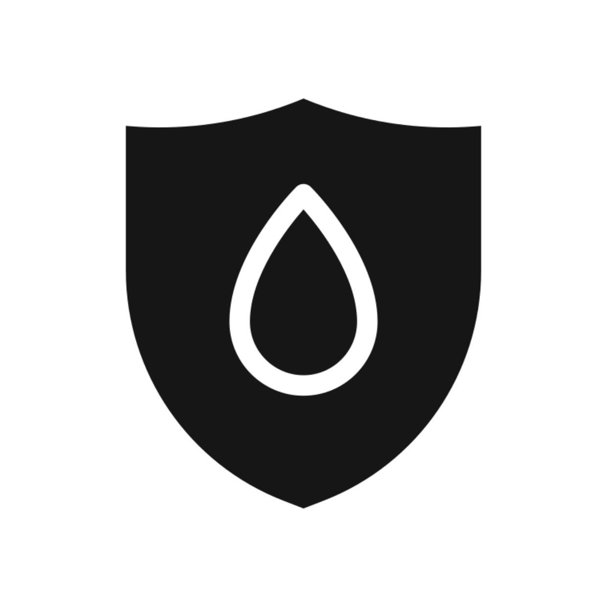 Shield with a water droplet symbol in the center, representing water safety or environmental protection.