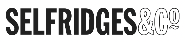 Selfridges & Co logo in black and white with large bold font.