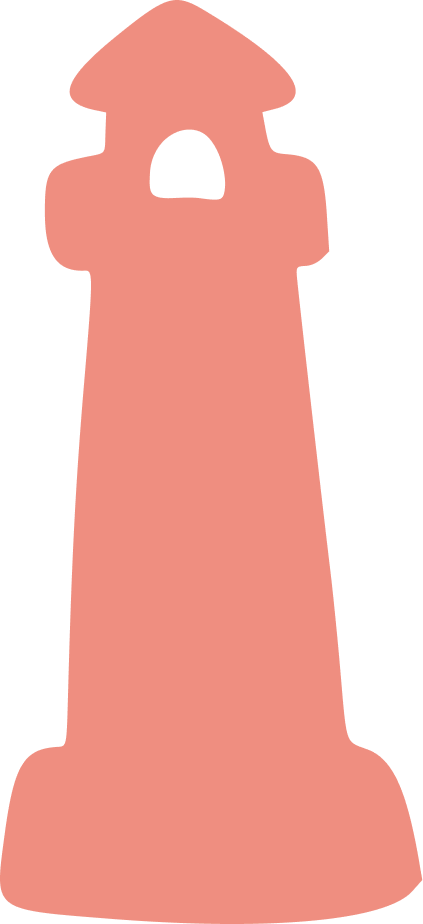 Une illustration simplifiée d'un phare en couleur rose avec une ouverture en forme d'arc au sommet.