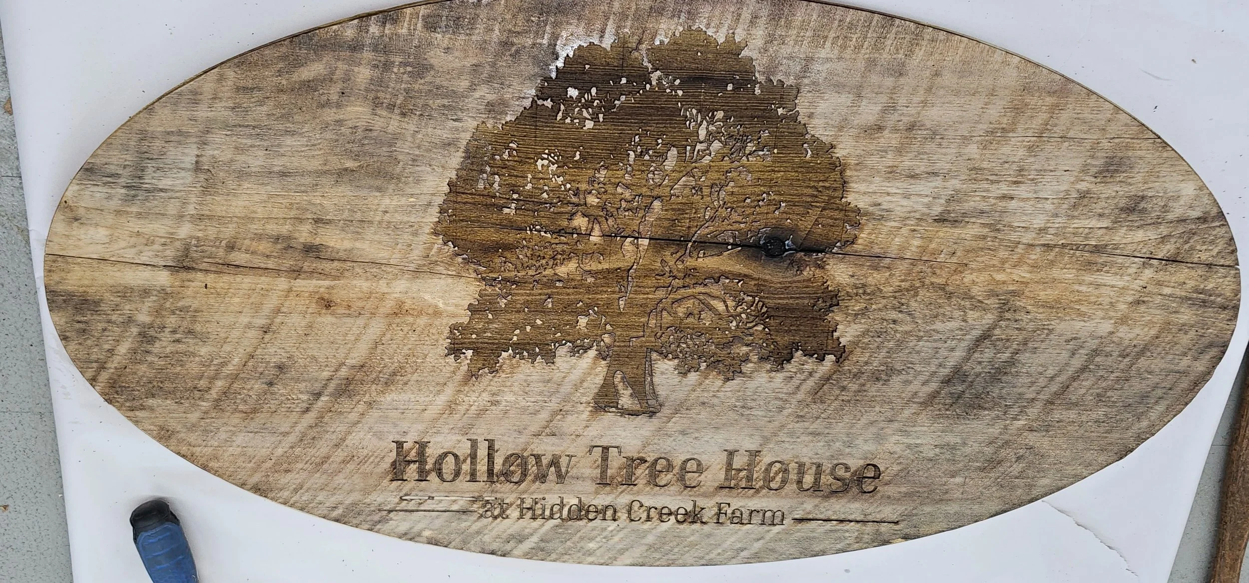 This is a custom laser cut sign with a laser engraver