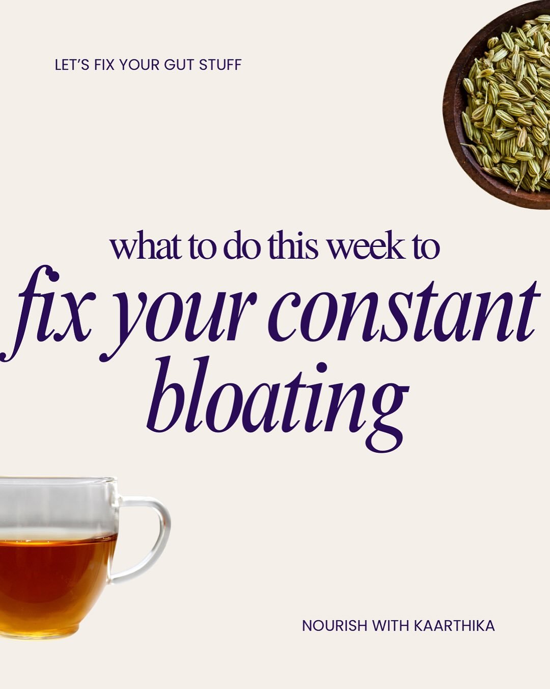 Constant bloating? Let&rsquo;s make this week the one where you feel some relief.

Save this to come back to. 

And if you want to get to the bottom of your bloating, grab my Root Cause Guide to go even deeper. I created it to help you uncover what&r