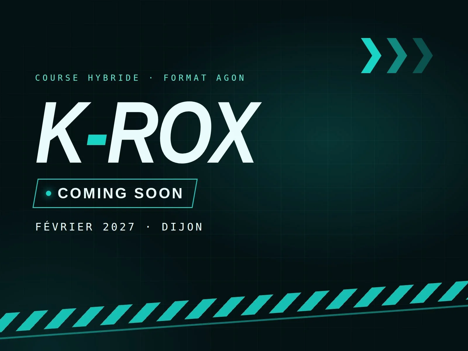 Affiche K-ROX, nouvelle course hybride AGON : coming soon, février 2027 à Dijon