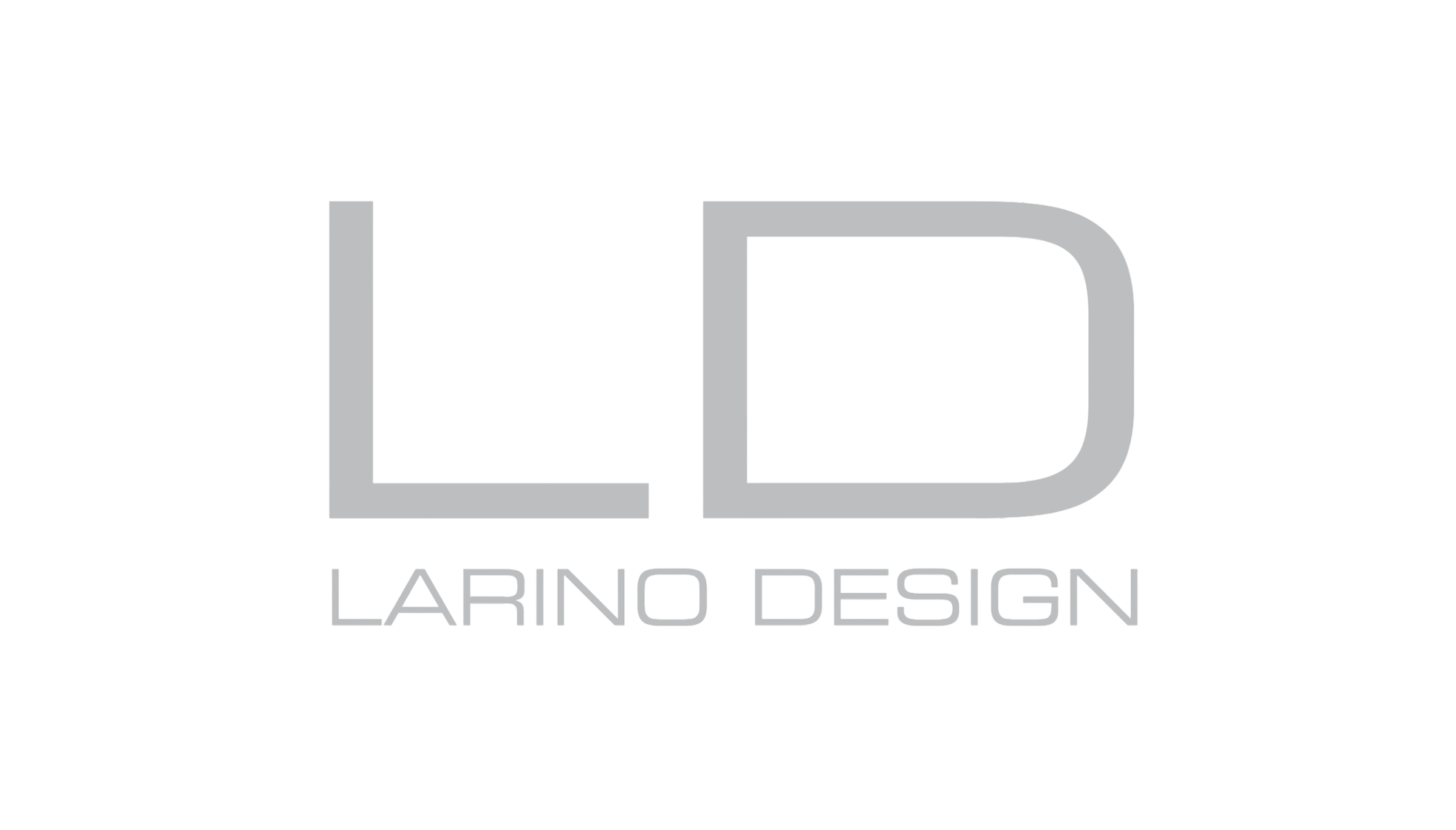 Logo for LARINO DESIGN featuring bold letters L and D in gray with the company name below.