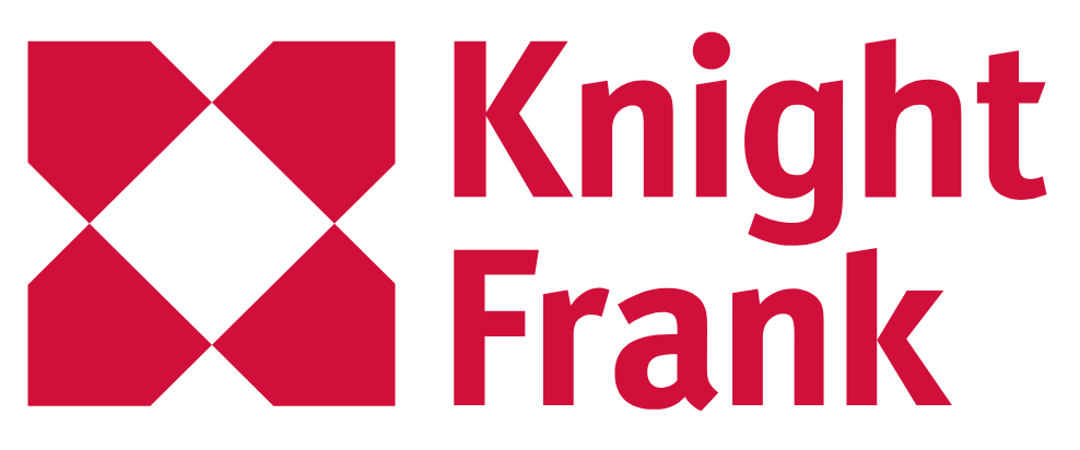 Logo with four red heart shapes and a white diamond in the center, next to the text 'Knight Frank' in bold red letters.