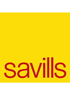 Savills logo on a yellow background