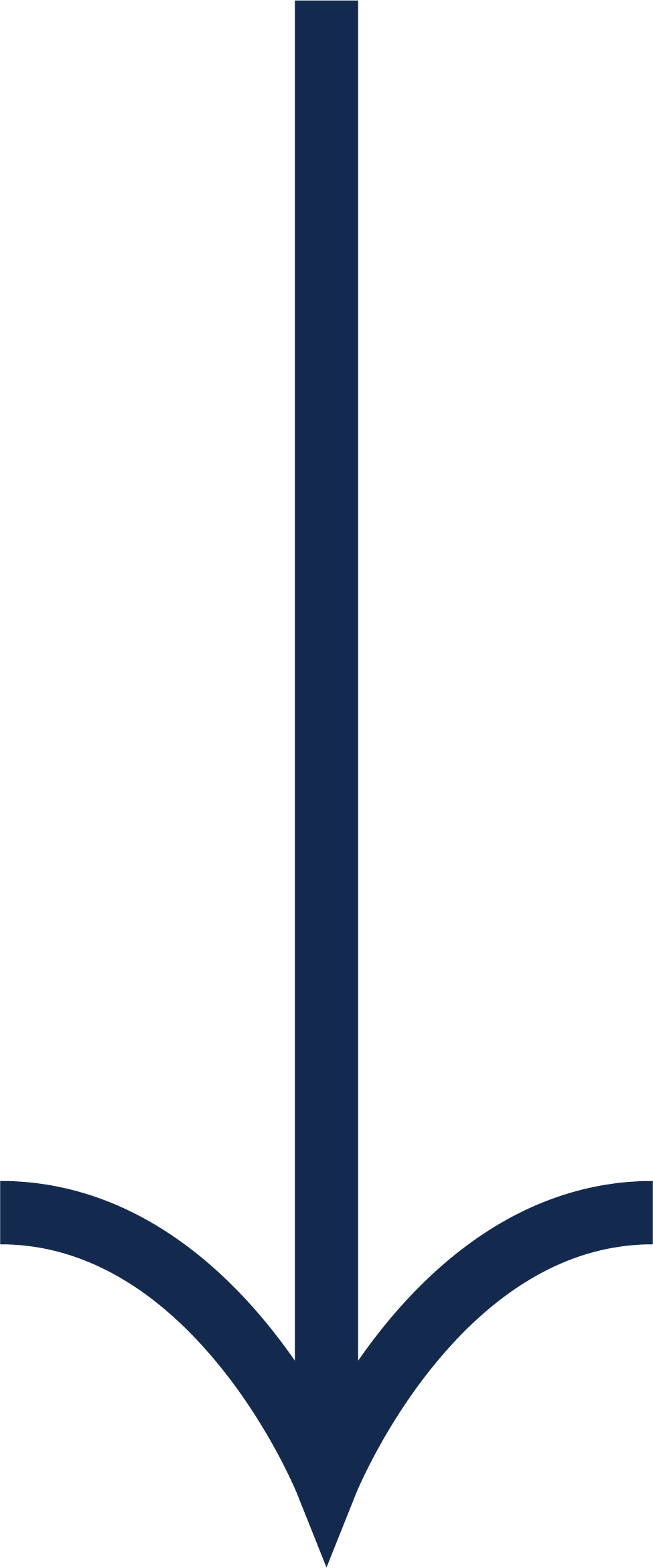 Black background with a vertical dark blue line in the center and three dark blue curved shapes at the bottom, resembling a stylized tree or plant.
