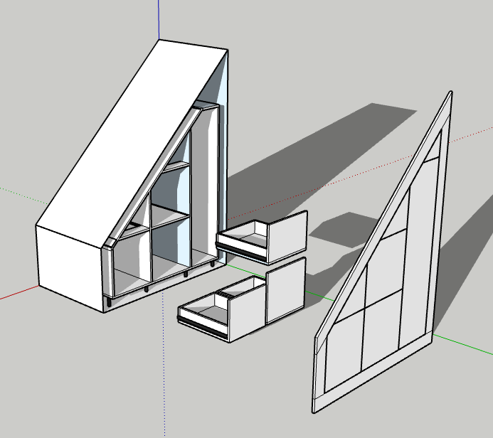 Exploded View of Under stair Cupboard Design