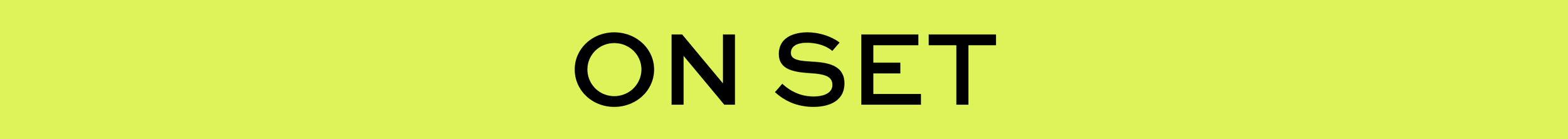 Text auf einem gelben Hintergrund, der sagt "ON SET".