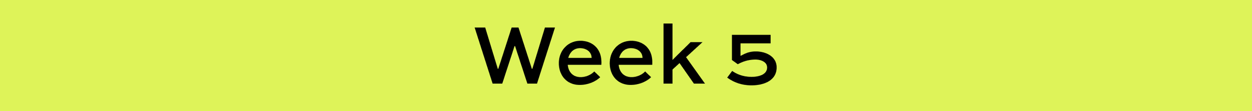 Text auf gelbem Hintergrund: "Week 5"