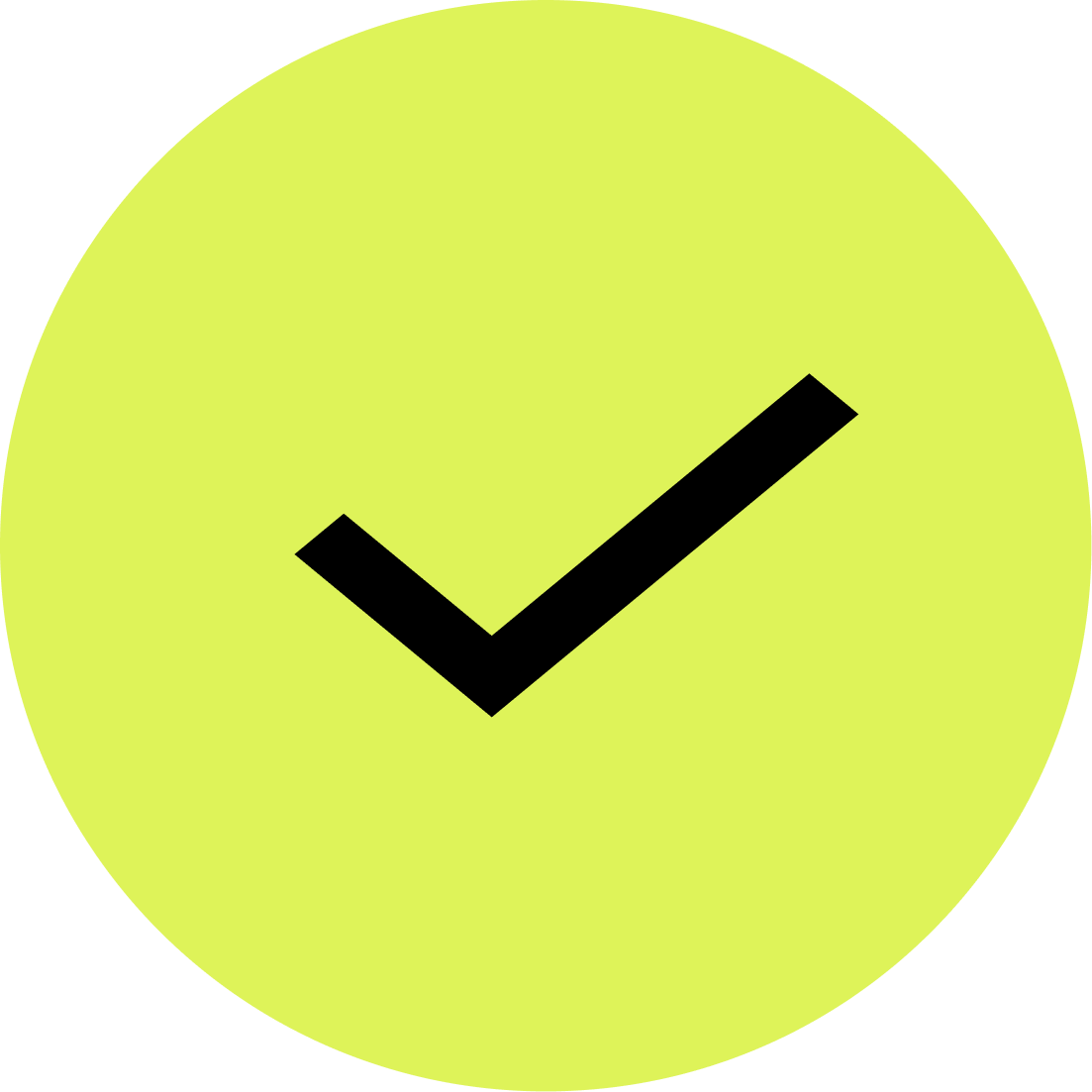 Grünes Icon mit schwarzem Häkchen, Symbol für Zustimmung oder Erfolg.