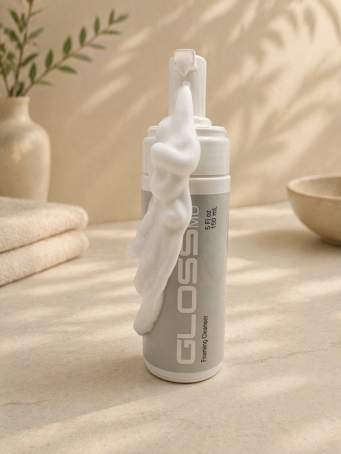 Minimalist foaming cleanser in warm light.png