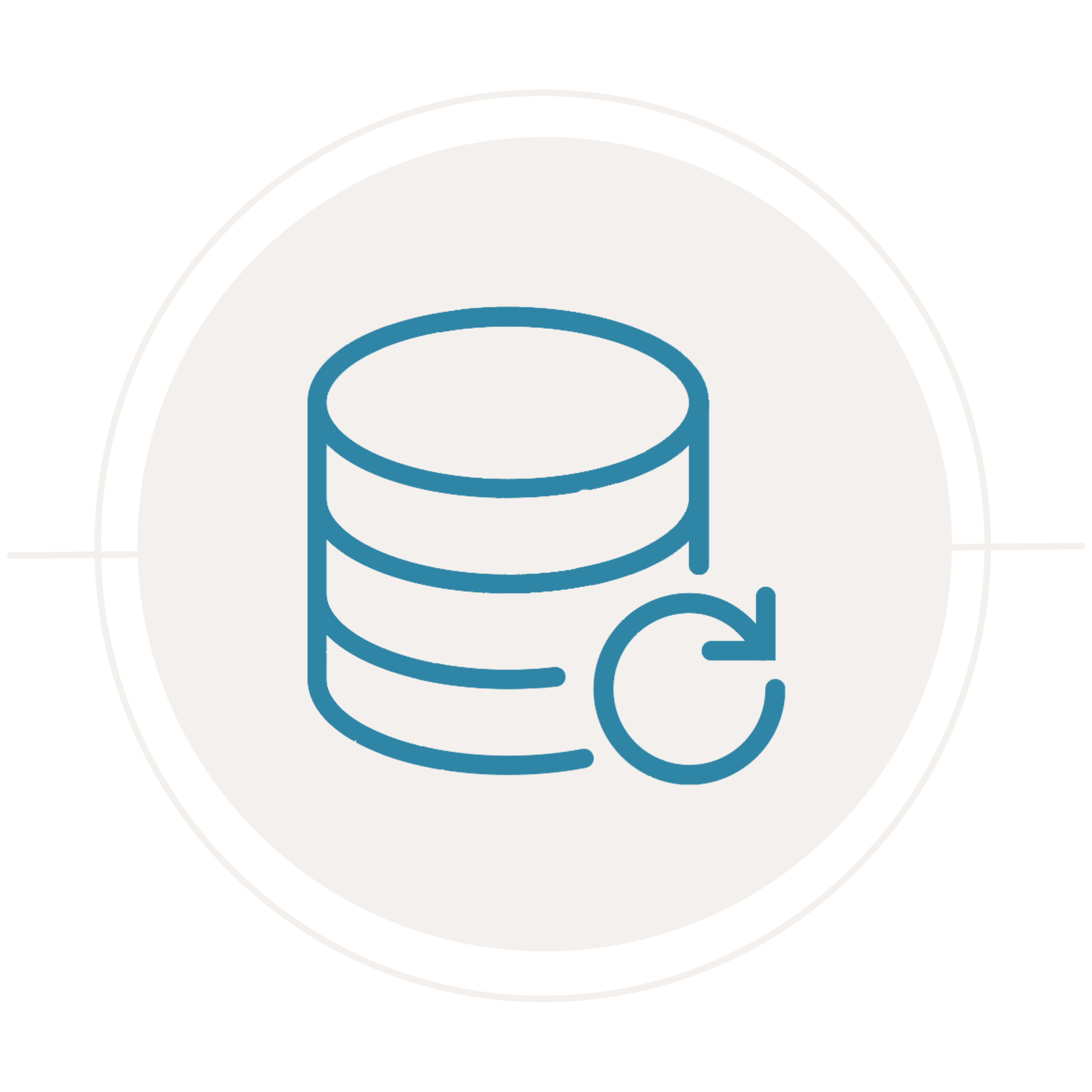 Icon of a database with a circular arrow, indicating data refresh or update.