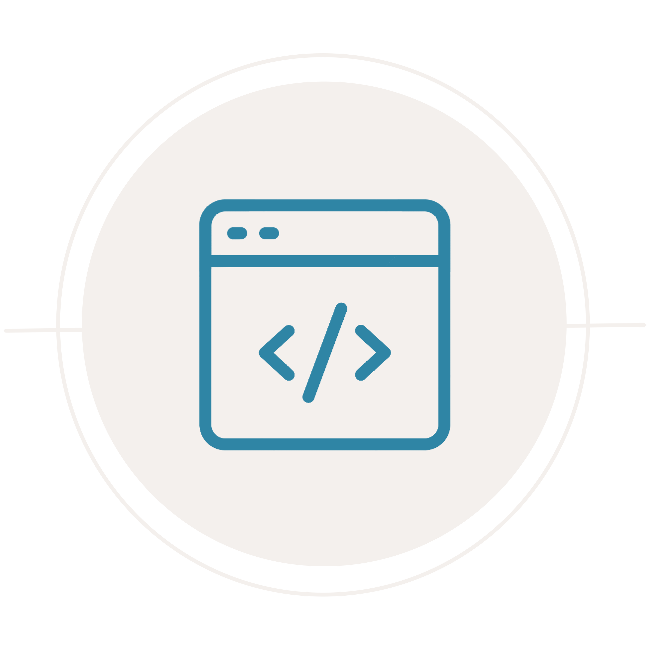 Icon of a web browser window with code brackets inside, representing programming or coding.