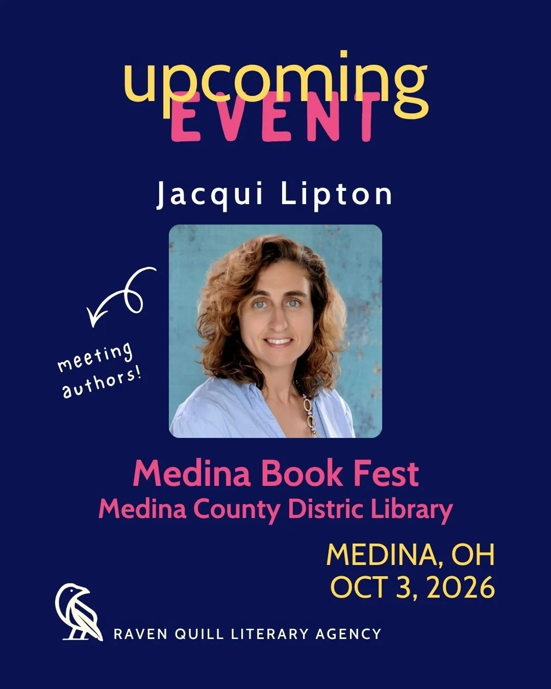 Meet Jacqui Lipton at the Medina Book Fest at the Medina Count Ohio District Library October 3, 2026.
@medinalibrary
https://medinacounty.librarycalendar.com/event/medina-book-fest-placeholder-46737