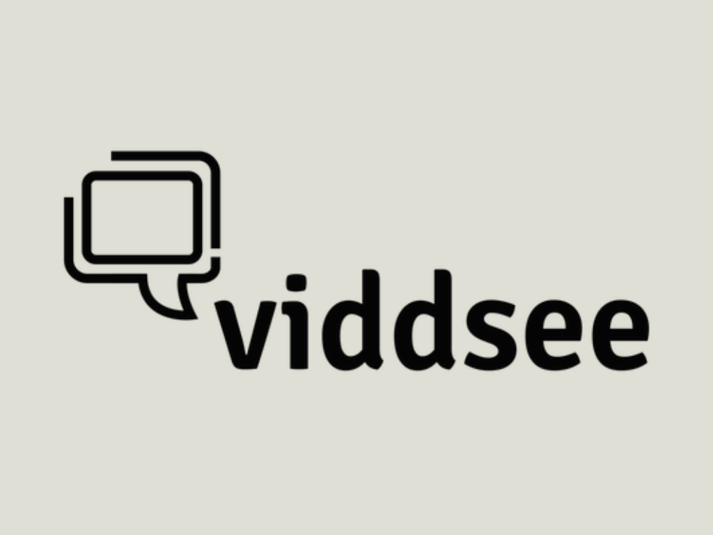 Logo with two overlapping speech bubbles and the word 'viddsee'