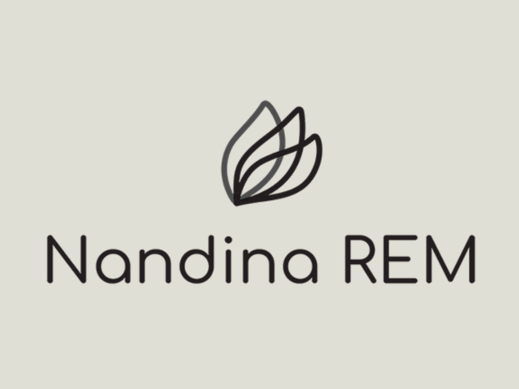 A logo for Nandina REM featuring a stylized leaf design above the text "Nandina REM" on a light background.