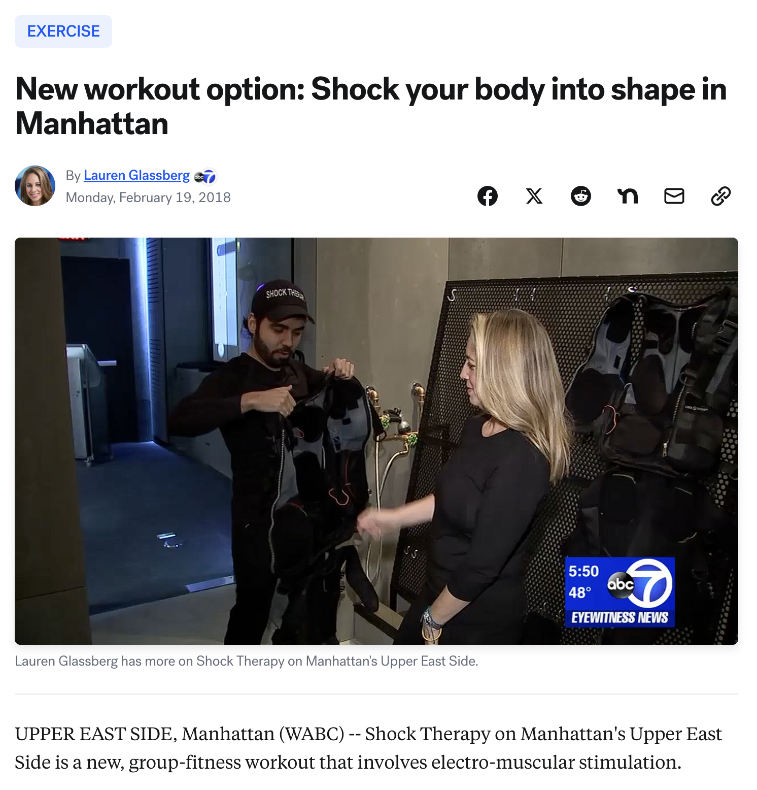 New workout option: Shock your body into shape in Manhattan