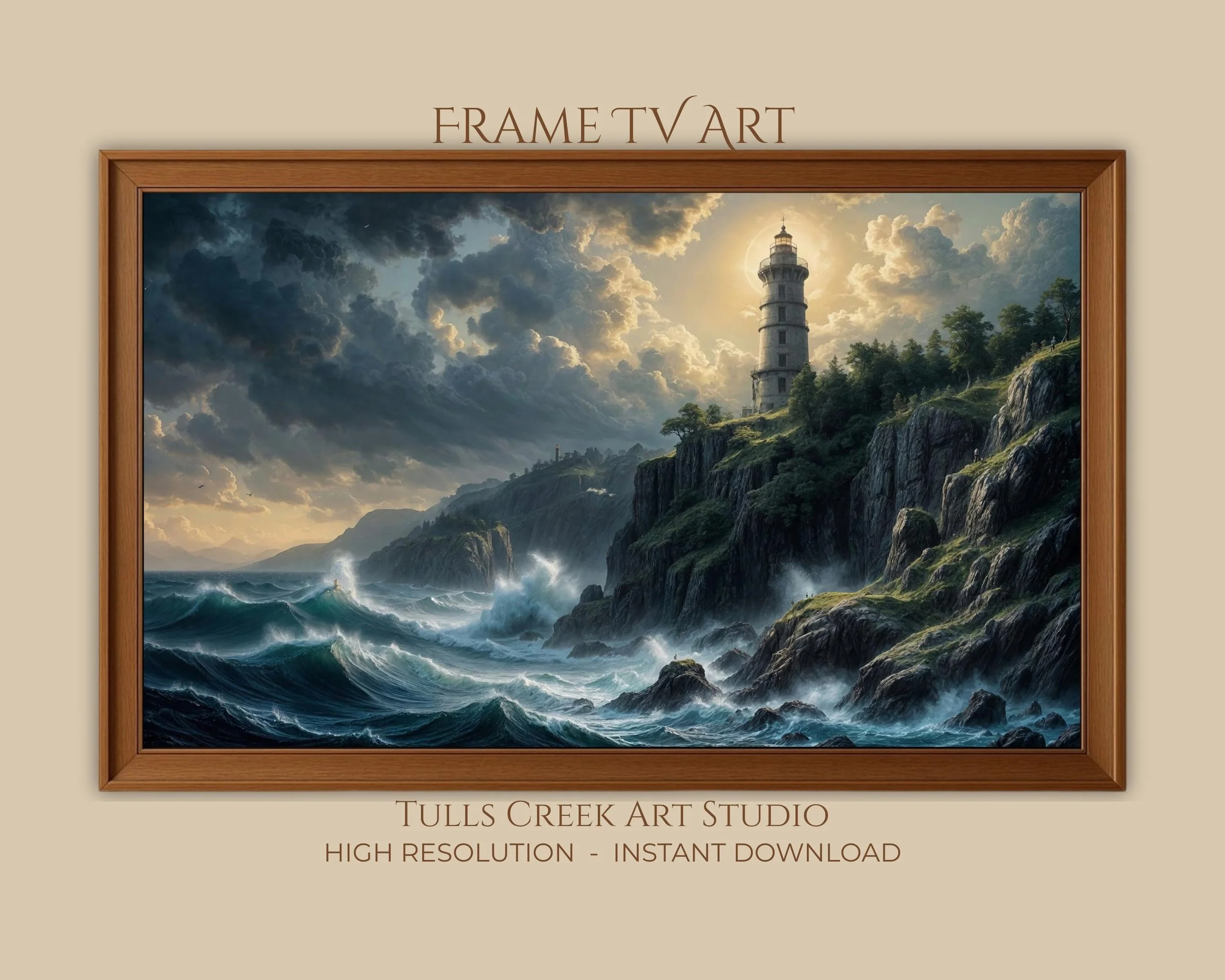 Lighthouse on a stormy, rocky coast