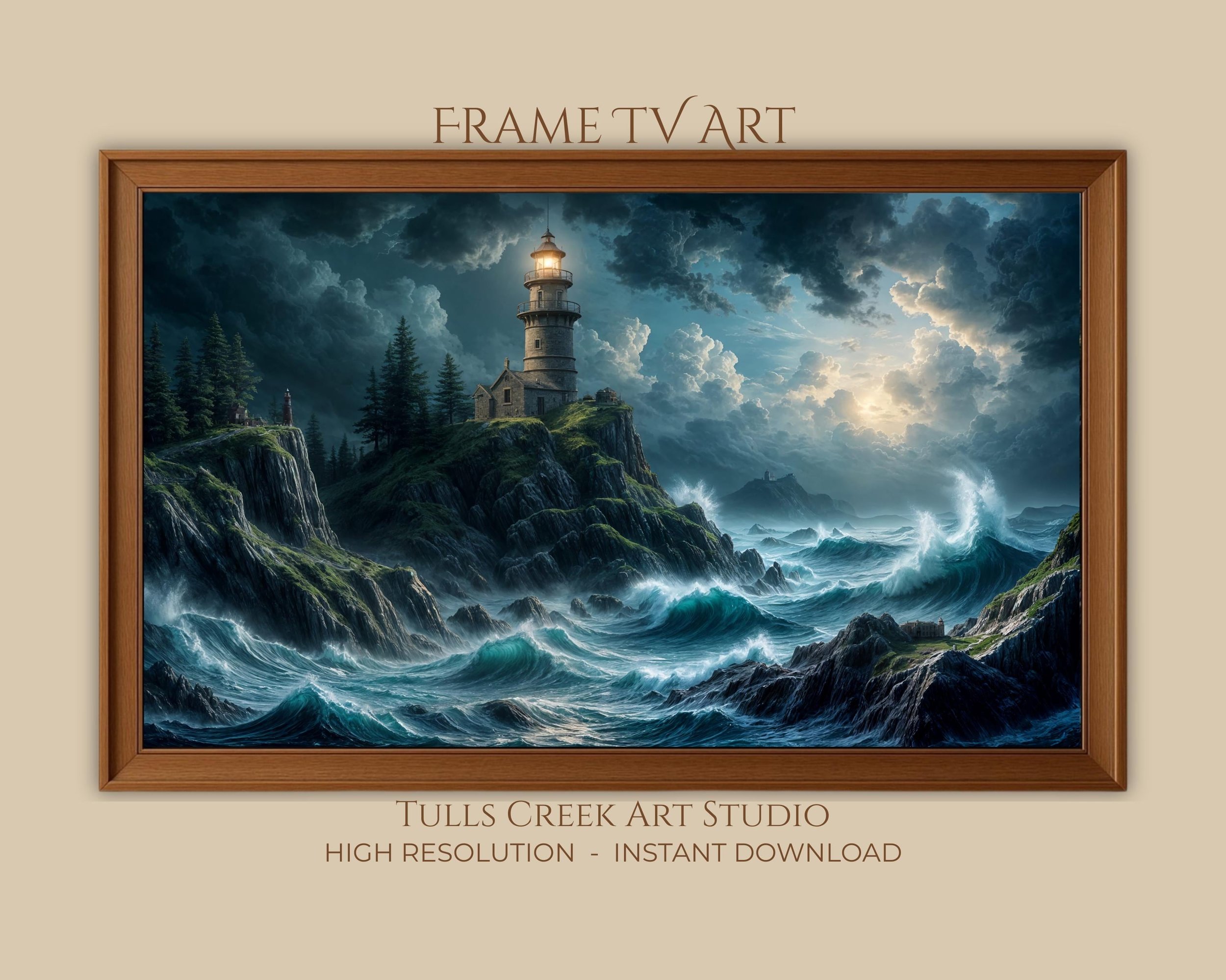 Lighthouse on stormy coast