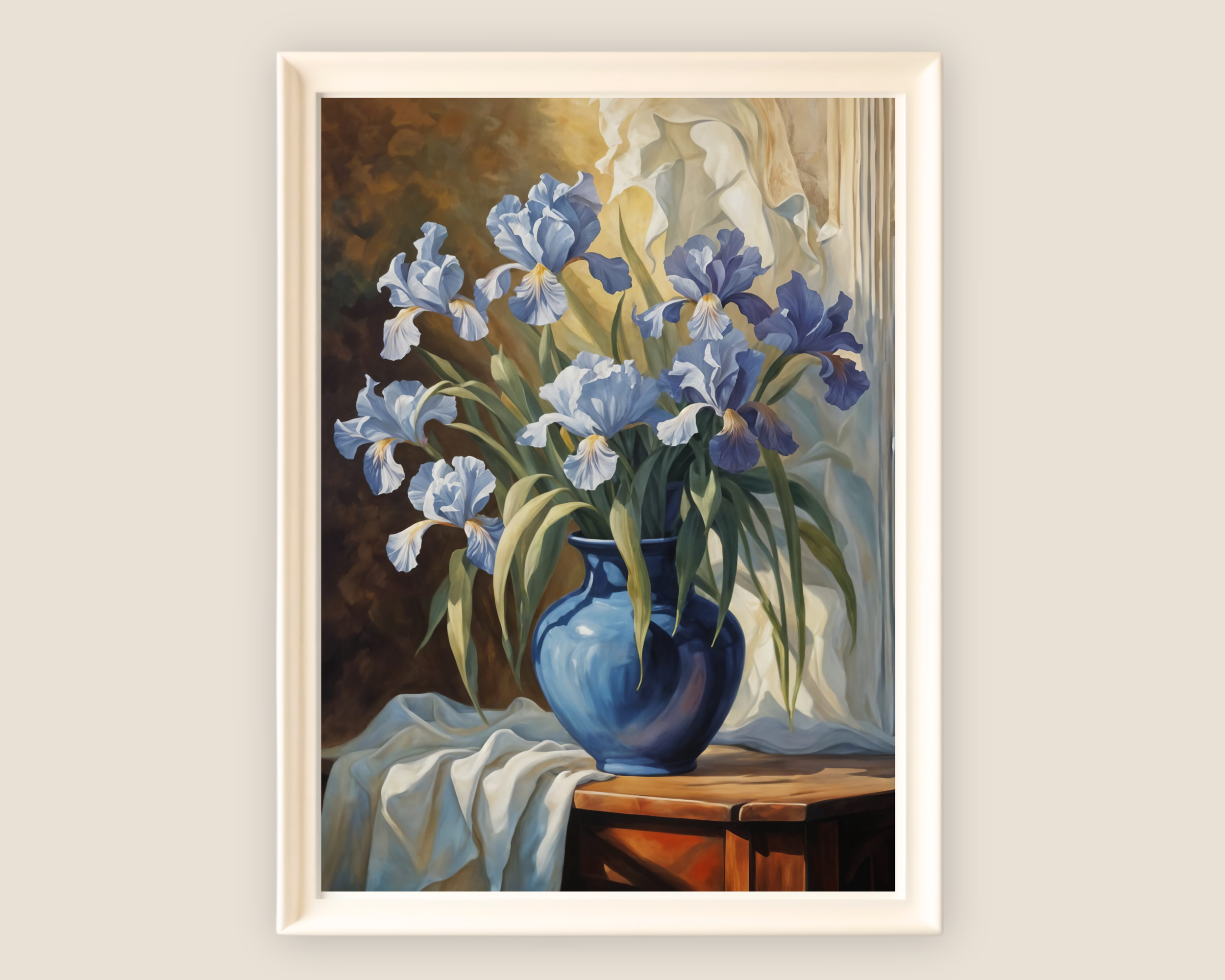 Blue Irises in a blue vase