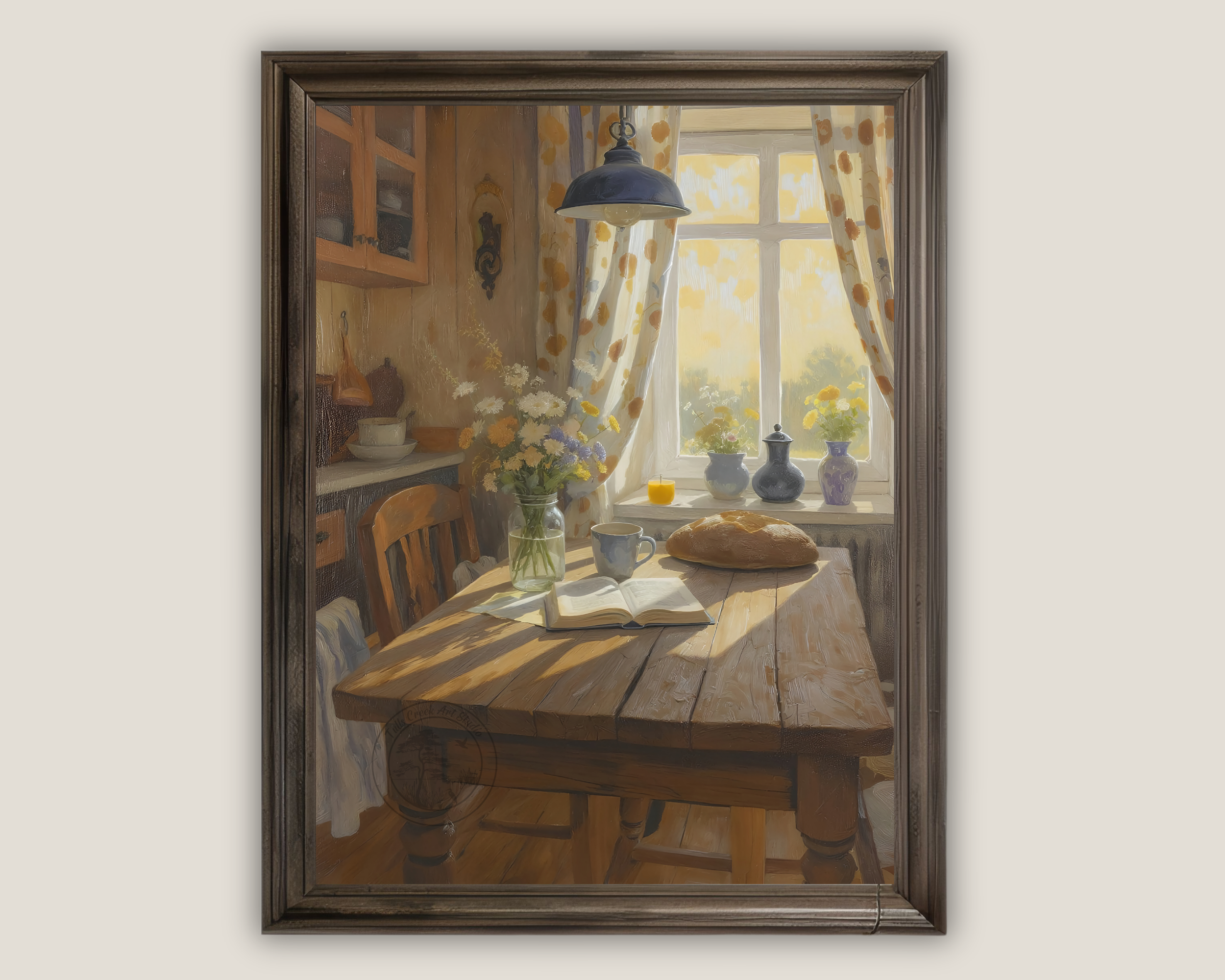 Homemade bread on a farmhouse table