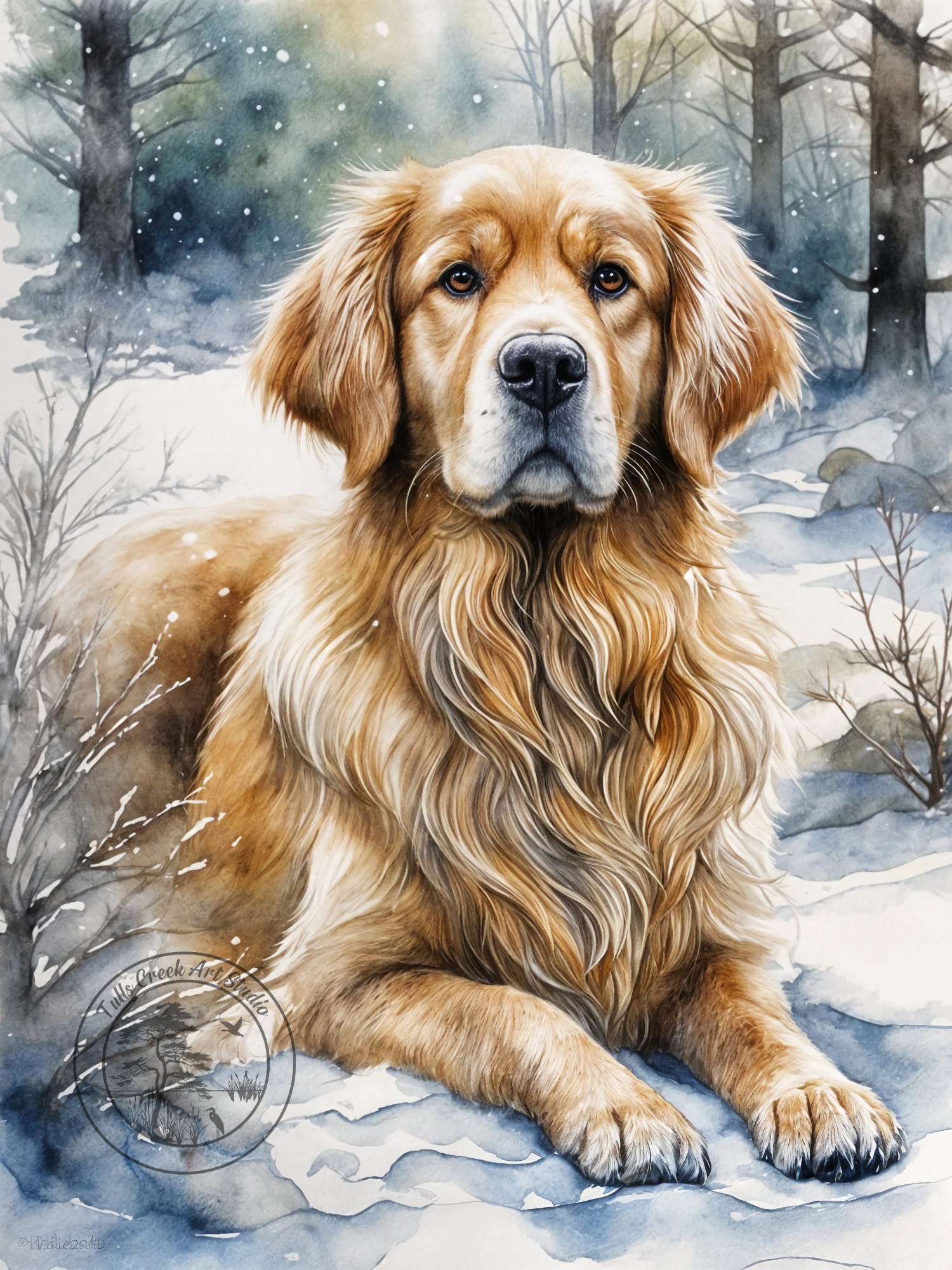 Golden Retriever in the snow