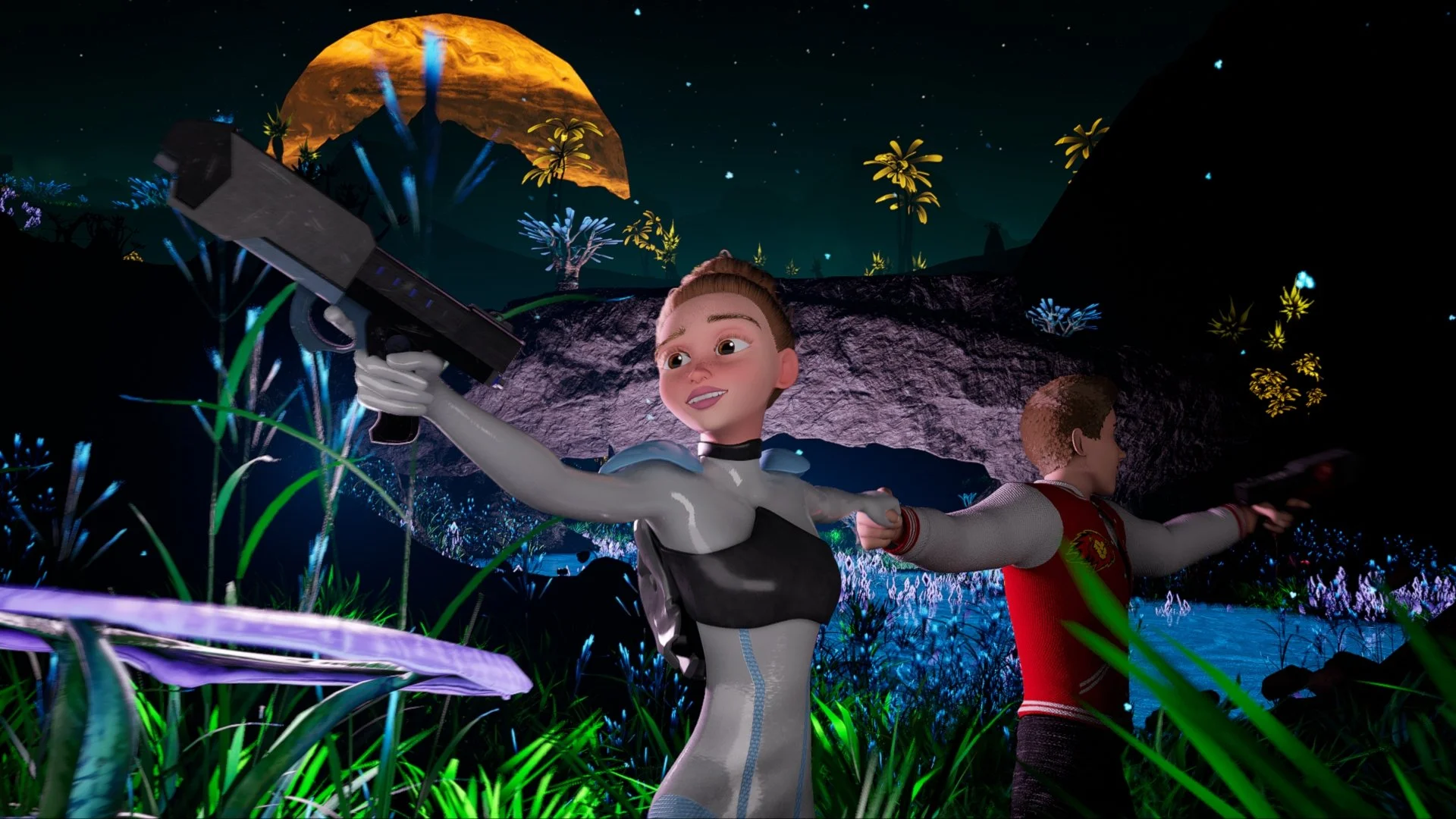 'Am I Dreaming?' screenshot showing Kirstin and Dan in Space.