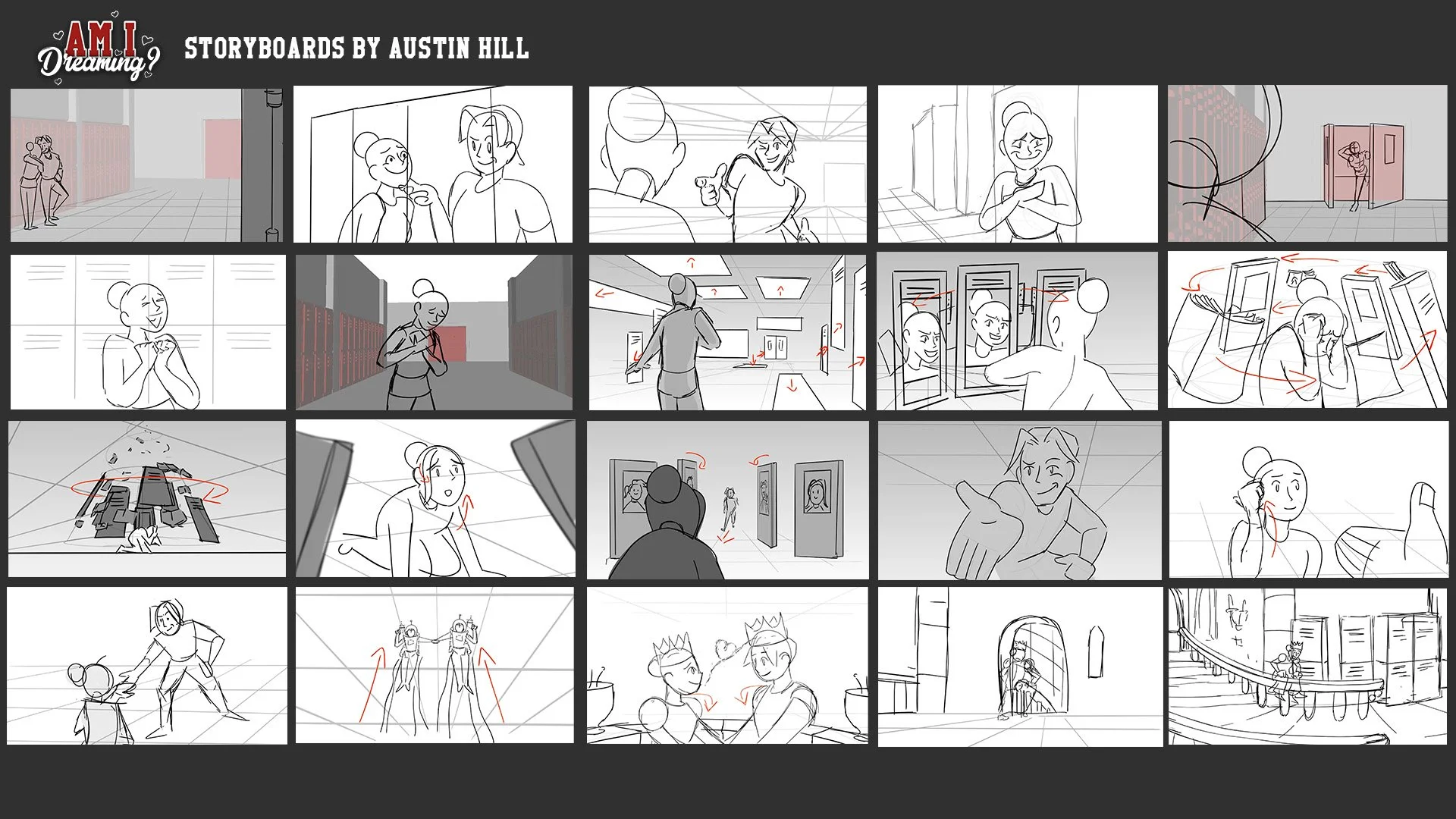 Animation Storyboards from 'Am I Dreaming?' by Austin Hill. Pixel Ctrl Studios