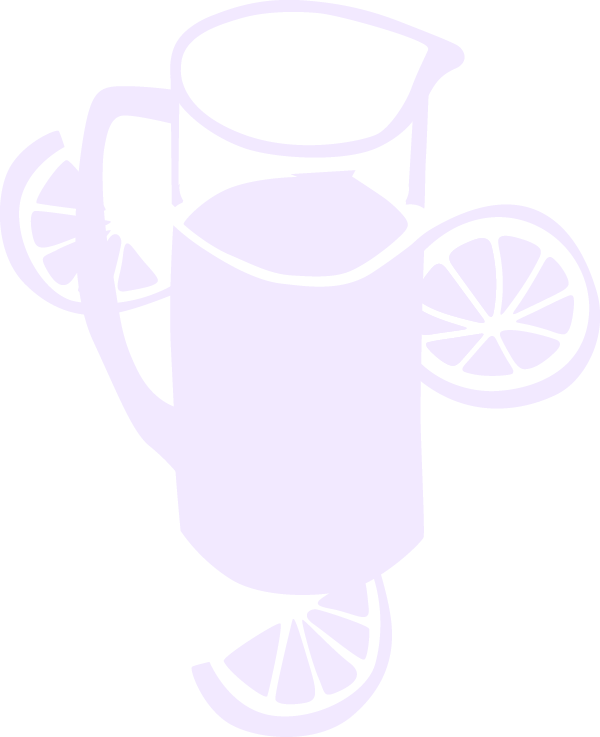 Outline of a glass of lemonade with lemon slices on the rim and inside.