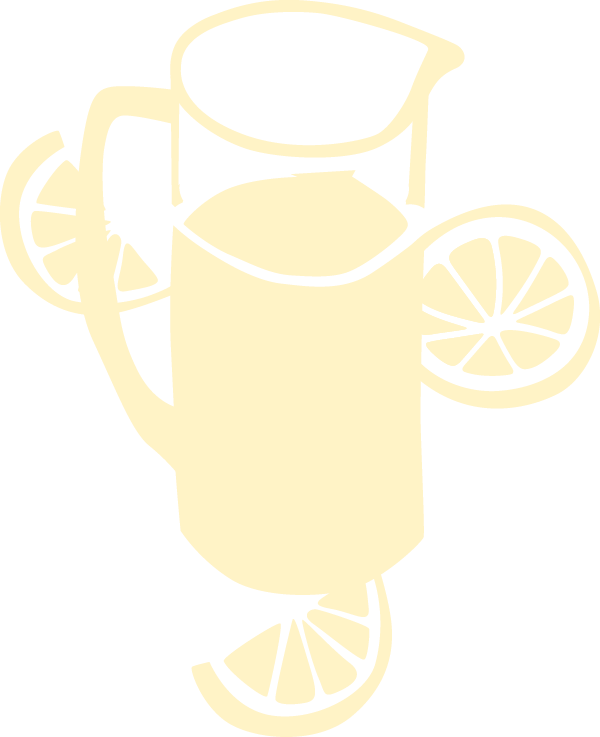 Outline drawing of a glass of lemonade with lemon slices and a straw.
