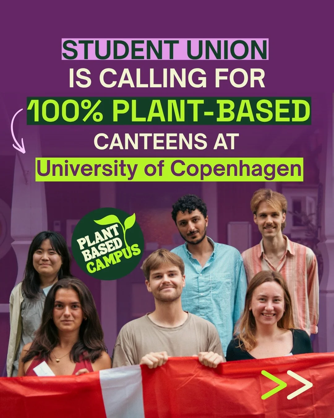 Big news from Copenhagen, and big win for the climate🌱

A whole student union just voted for 100% plant-based canteens, and nobody objected. 🌱

The Student Union at the University of Copenhagen (Studenterr&aring;det) passed the demand at its genera