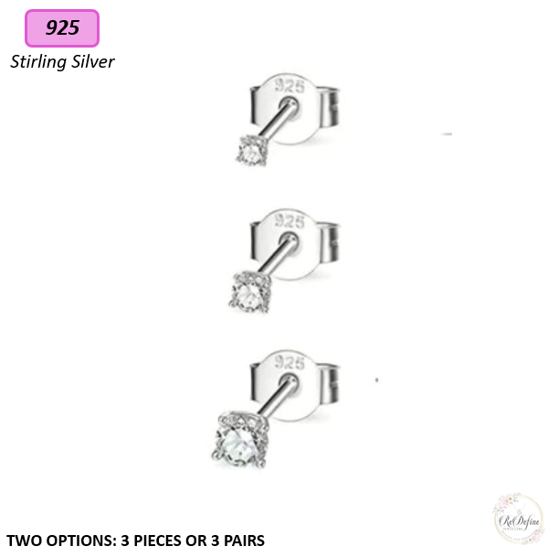 Triad Elegance Sterling Silver Stud Set