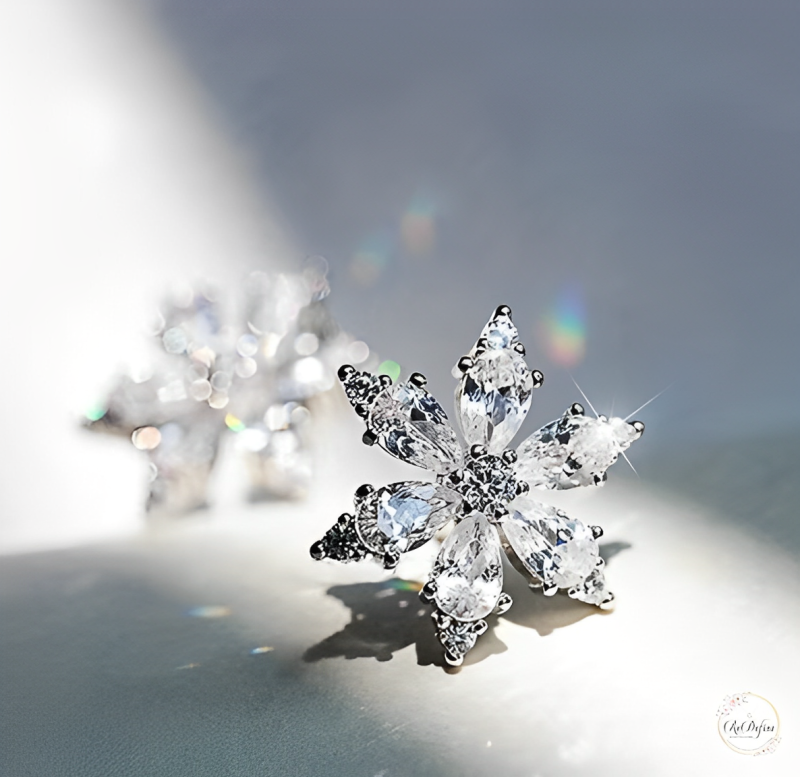 Dazzling Zircon Snowflake Earrings