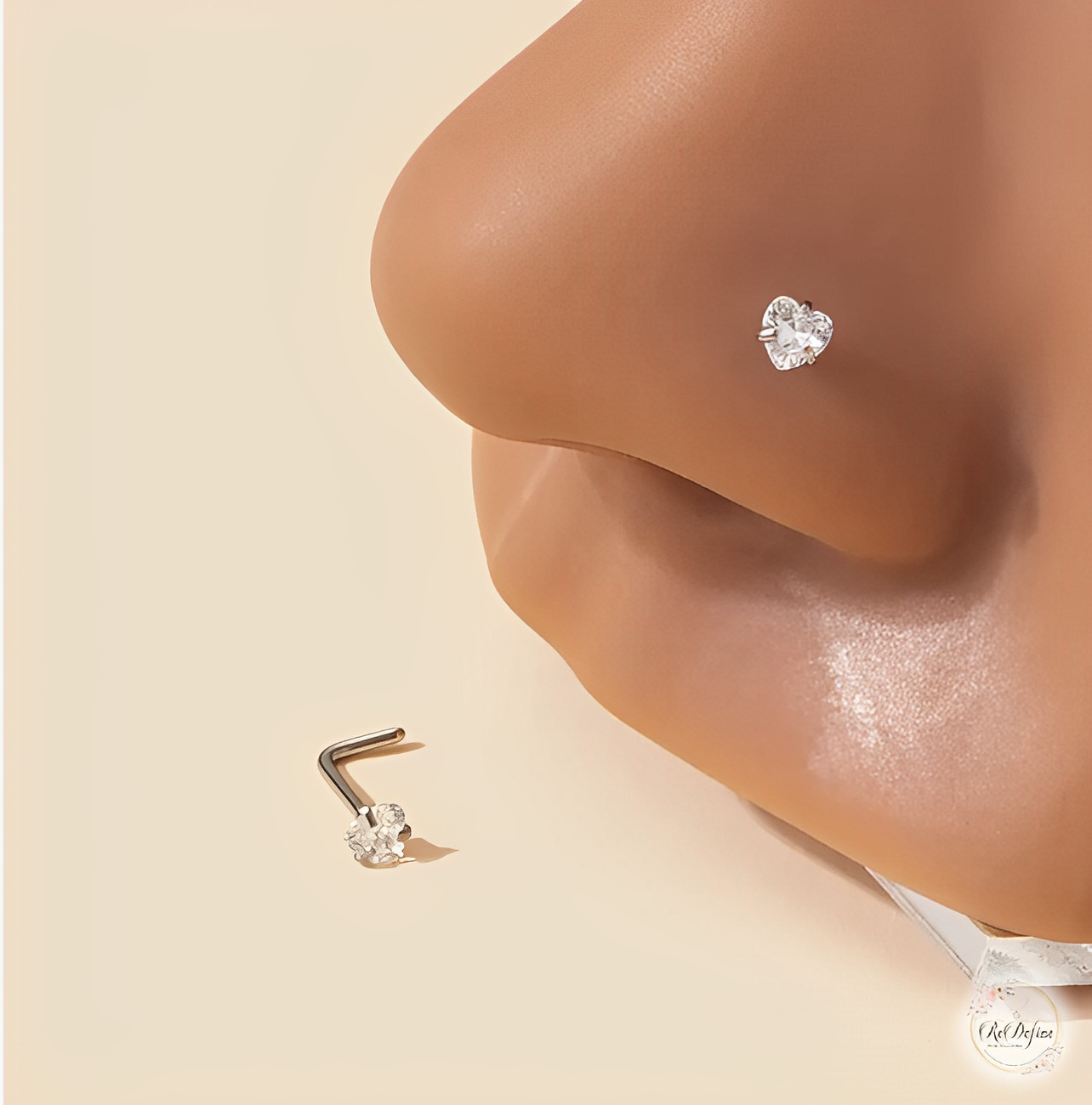 Lustrous Heart-Shaped Zirconia Nose Stud Set