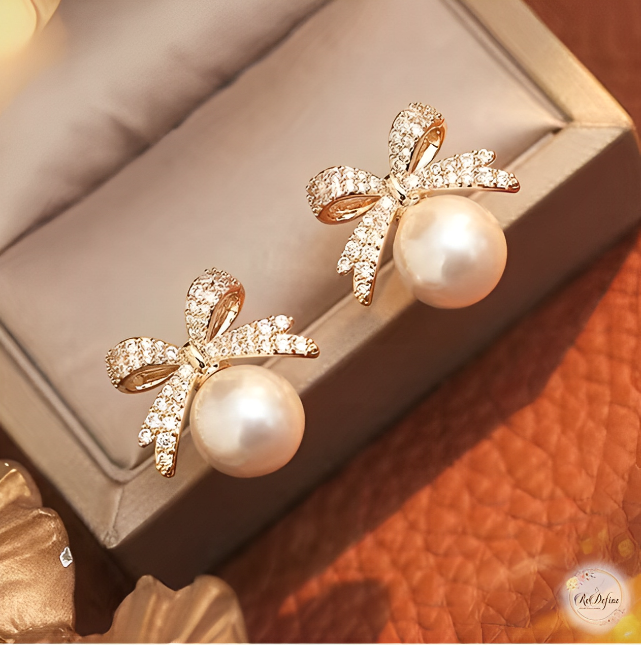 Elegant Radiance Bowknot Pearl Earrings
