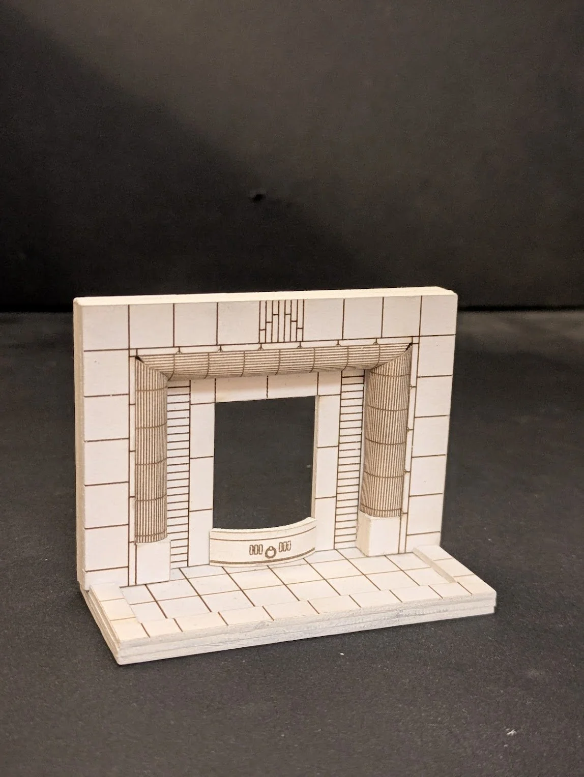 white card 1940s fireplace 