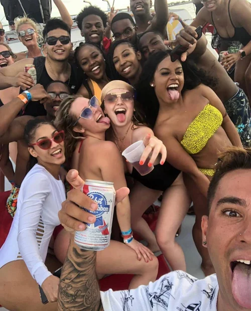 Guests partying on deck