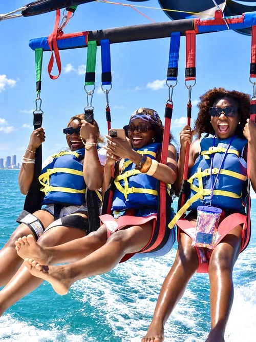 Parasail flying over the ocean