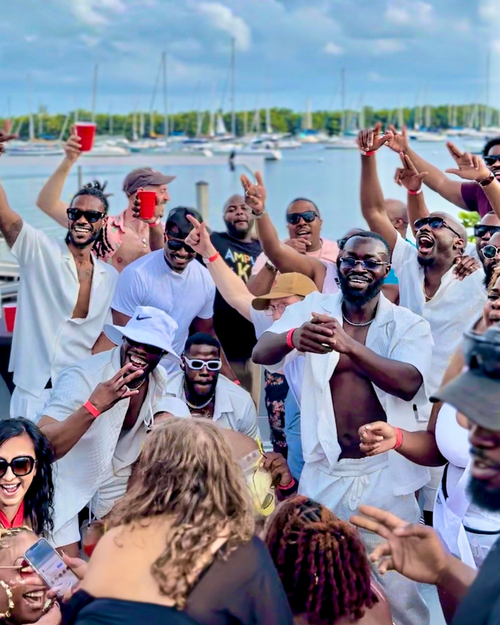Party crowd on the yacht
