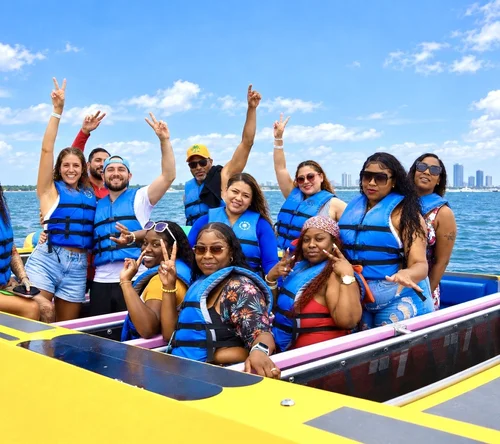Group on the parasail boat in Miami